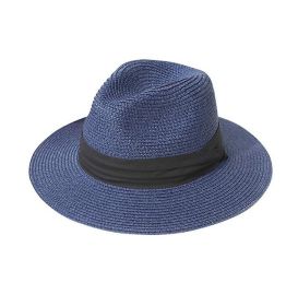 Panama Hat Summer Beach Sun Protection Sun Hat For Men Women (Color: Blue)