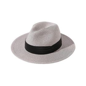 Panama Hat Summer Beach Sun Protection Sun Hat For Men Women (Color: Grey)