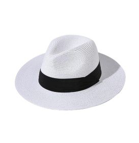 Panama Hat Summer Beach Sun Protection Sun Hat For Men Women (Color: White)