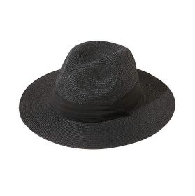 Panama Hat Summer Beach Sun Protection Sun Hat For Men Women (Color: Black)