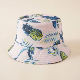 Hat new tropical print fruit pattern fisherman hat women summer lemon sports sunshade hat casual basin hat (Color: Pink)