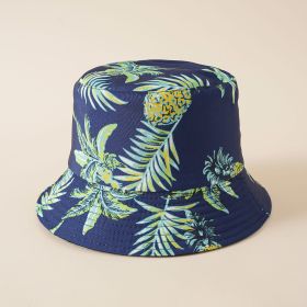 Hat new tropical print fruit pattern fisherman hat women summer lemon sports sunshade hat casual basin hat (Color: Navy Blue)