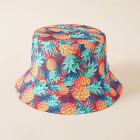 Fisherman hat men ins trend spring and summer beach hat tropical style banana leaf floral print sun hat women (Color: Pineapple)