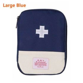 Outdoor First Aid Emergency Medical Bag Medicine Drug Pill Box Home Car Survival Kit Emerge Case (Color: Blue, size: L)