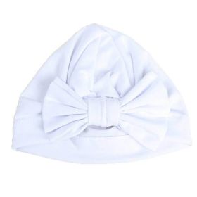 Newborn Baby Kids Boys Girls Soft Turban Cap Beanie Solid Bow Knot Wrap Hats Milk Fiber Beanis Baby (Color: White)