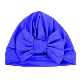 Newborn Baby Kids Boys Girls Soft Turban Cap Beanie Solid Bow Knot Wrap Hats Milk Fiber Beanis Baby (Color: Blue)