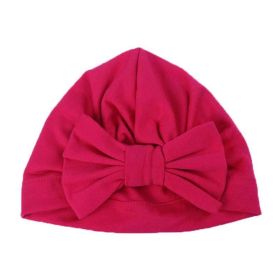 Newborn Baby Kids Boys Girls Soft Turban Cap Beanie Solid Bow Knot Wrap Hats Milk Fiber Beanis Baby (Color: Hot Pink)