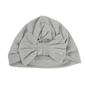 Newborn Baby Kids Boys Girls Soft Turban Cap Beanie Solid Bow Knot Wrap Hats Milk Fiber Beanis Baby (Color: Gray)
