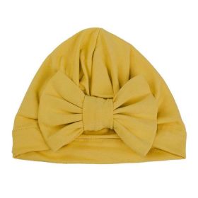 Newborn Baby Kids Boys Girls Soft Turban Cap Beanie Solid Bow Knot Wrap Hats Milk Fiber Beanis Baby (Color: Yellow)