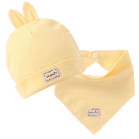 2Pcs/Lot Children Hat Scarf Set Cotton Baby Beanie Collar Winter Spring Baby Boy Girl Cap Kids Warm (Color: Yellow rabbit)