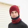 2pcs/set Hat Scarf Suits Women Autumn Winter Outdoor Warm Knit Plus Velvet Wool Men Cap Headgear