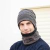 2pcs/set Hat Scarf Suits Women Autumn Winter Outdoor Warm Knit Plus Velvet Wool Men Cap Headgear