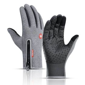 Winter Warm Wool Touch Screen Gloves Waterproof Windproof Cycling Motorcycle Ski Hiking Gloves (Color: Gray, size: XL)