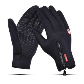 Winter Warm Wool Touch Screen Gloves Waterproof Windproof Cycling Motorcycle Ski Hiking Gloves (Color: Black, size: M)