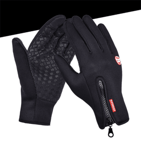 Outdoor Windproof Thickened Mittens Waterproof Winter Warm Gloves Touch Screen Gloves Unisex Ski Glo (Color: Black, size: S)