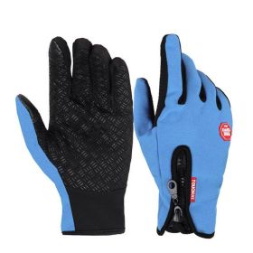 -30 DREAMgree Winter Gloves Warm Windproof Gloves Waterproof Gloves Touch Screen Sports Glove (Color: Blue, size: L)
