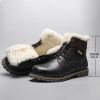 Genuine leather Men's Winter Boots Natural Wool Winter boots for men Top Quality Men Snow Boots #YM5518