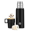 Healter 850ml Travel Vacuum Flask, Water Thermos Bottle for Coffee, Built-in Lid Cup, Stainless Steel, Thermal Tea Mug, Sport Bottles