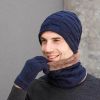 2pcs/set Hat Scarf Suits Women Autumn Winter Outdoor Warm Knit Plus Velvet Wool Men Cap Headgear