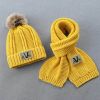Children Hat and Scarf Set Combination Boys and Girls Winter Warm Knitting Wool Hat and Neck Scarf
