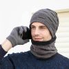 2pcs/set Hat Scarf Suits Women Autumn Winter Outdoor Warm Knit Plus Velvet Wool Men Cap Headgear