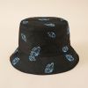 New butterfly print fisherman hat female summer Korean version fashion double-sided pot hat sun hat tide