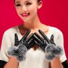 Women Winter Pu Leather Gloves Touch Screen Gloves
