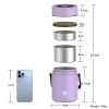 Healter 1.6 Litres Vacuum Insulated Food Flasks for Hot Food, 1600ml Stainless Steel Thermal Soup Container/ Food Jar with 2 inner boxes for Adult, Gr