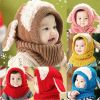 Baby Toddler Winter Beanie Warm Hat Hooded Scarf Earflap Knitted Cap