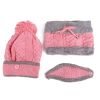 3Pcs/Set Women Velvet Winter Warm Hat Wool Knit Pompom Cap Face Mask Scarf Neck