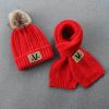 Children Hat and Scarf Set Combination Boys and Girls Winter Warm Knitting Wool Hat and Neck Scarf