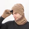 2pcs/set Hat Scarf Suits Women Autumn Winter Outdoor Warm Knit Plus Velvet Wool Men Cap Headgear