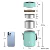 Healter 1.6 Litres Vacuum Insulated Food Flasks for Hot Food, 1600ml Stainless Steel Thermal Soup Container/ Food Jar with 2 inner boxes for Adult, Gr