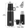 Healter 850ml Travel Vacuum Flask, Water Thermos Bottle for Coffee, Built-in Lid Cup, Stainless Steel, Thermal Tea Mug, Sport Bottles