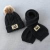 Children Hat and Scarf Set Combination Boys and Girls Winter Warm Knitting Wool Hat and Neck Scarf