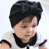 Newborn Baby Kids Boys Girls Soft Turban Cap Beanie Solid Bow Knot Wrap Hats Milk Fiber Beanis Baby