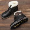 Genuine leather Men's Winter Boots Natural Wool Winter boots for men Top Quality Men Snow Boots #YM5518