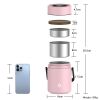 Healter 1.6 Litres Vacuum Insulated Food Flasks for Hot Food, 1600ml Stainless Steel Thermal Soup Container/ Food Jar with 2 inner boxes for Adult, Gr