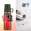 Healter 850ml Travel Vacuum Flask, Water Thermos Bottle for Coffee, Built-in Lid Cup, Stainless Steel, Thermal Tea Mug, Sport Bottles